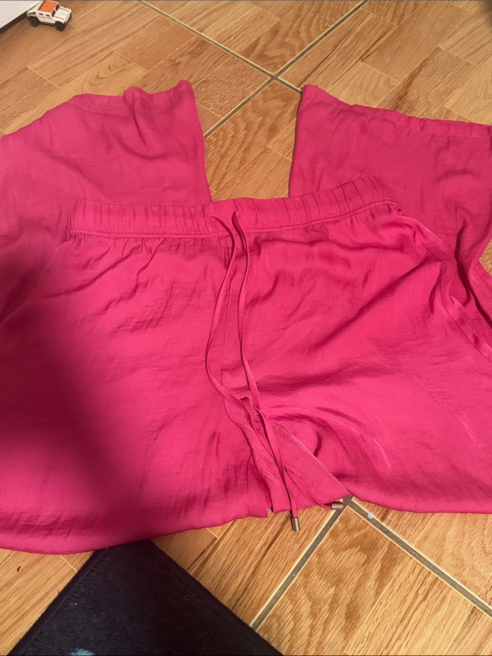 Hot pink silk wide leg pants